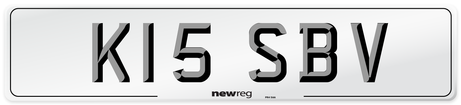 K15 SBV Number Plate from New Reg